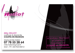 Infographiste : logo carte de visite Mlle Helliot, création carte de visite.