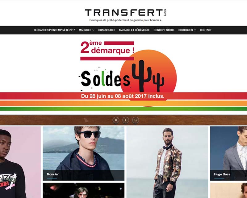 Site web, présentation vêtements pour hommes - Transfert Man