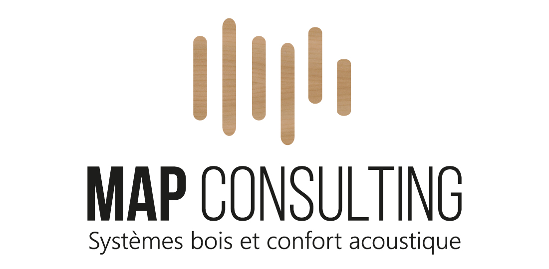 Création du logo "Map Consulting" spécialiste des systèmes d'amélioration du confort acoustique et des produits industriels de parachèvement.