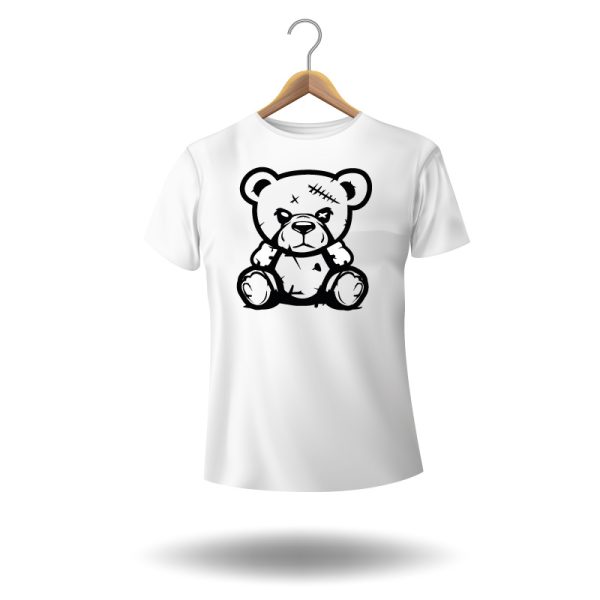 Visuel à télécharger pour customiser vos t-shirts, sweatshirts, sac en tissu, goodies... Ours façon street art avec coulures, coloris noir...