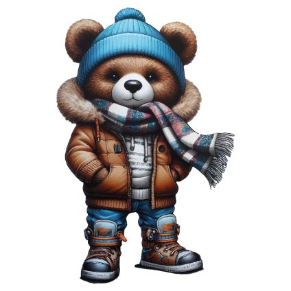 Visuel à télécharger - ours peluche humanisé hiver pour customiser vos t-shirts, sweatshirts, sac en tissu, goodies…