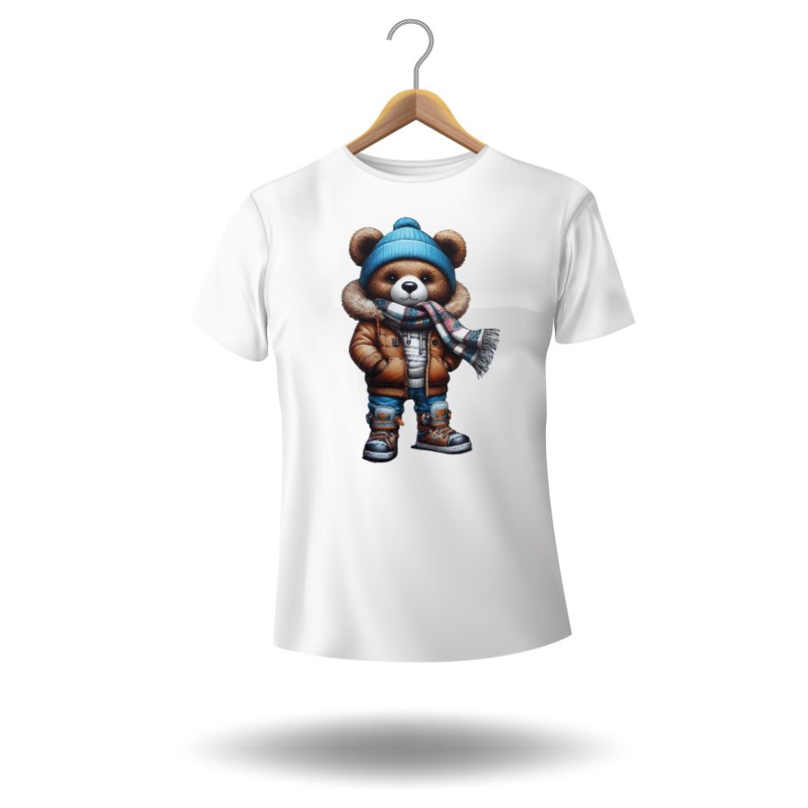 Visuel à télécharger - ours peluche humanisé hiver pour customiser vos t-shirts, sweatshirts, sac en tissu, goodies…