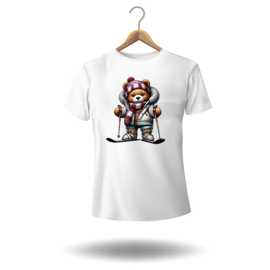 Visuel à télécharger - Ours peluche skieur pour customiser vos t-shirts, sweatshirts, sac en tissu, goodies…