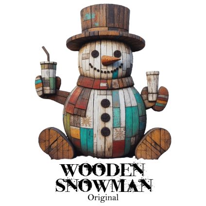 Visuel à télécharger - Wooden snowman original pour customiser vos t-shirts, sweatshirts, sac en tissu, goodies…