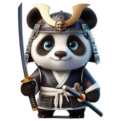 Visuel à télécharger - Samouraï Panda kid pour customiser vos t-shirts, sweatshirts, sac en tissu, goodies…
